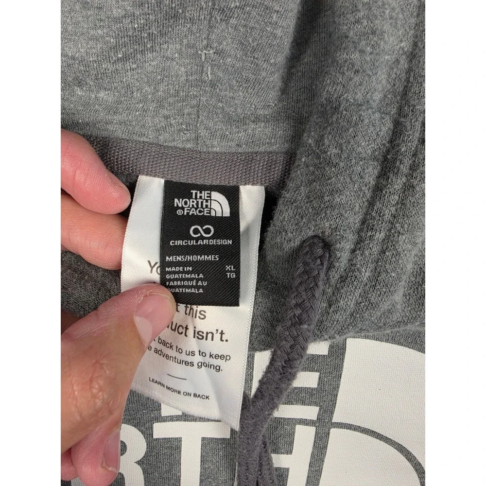 The North Face Hoodie Mens XL Gray Fleece Graphic Circular Design Sweatshirt